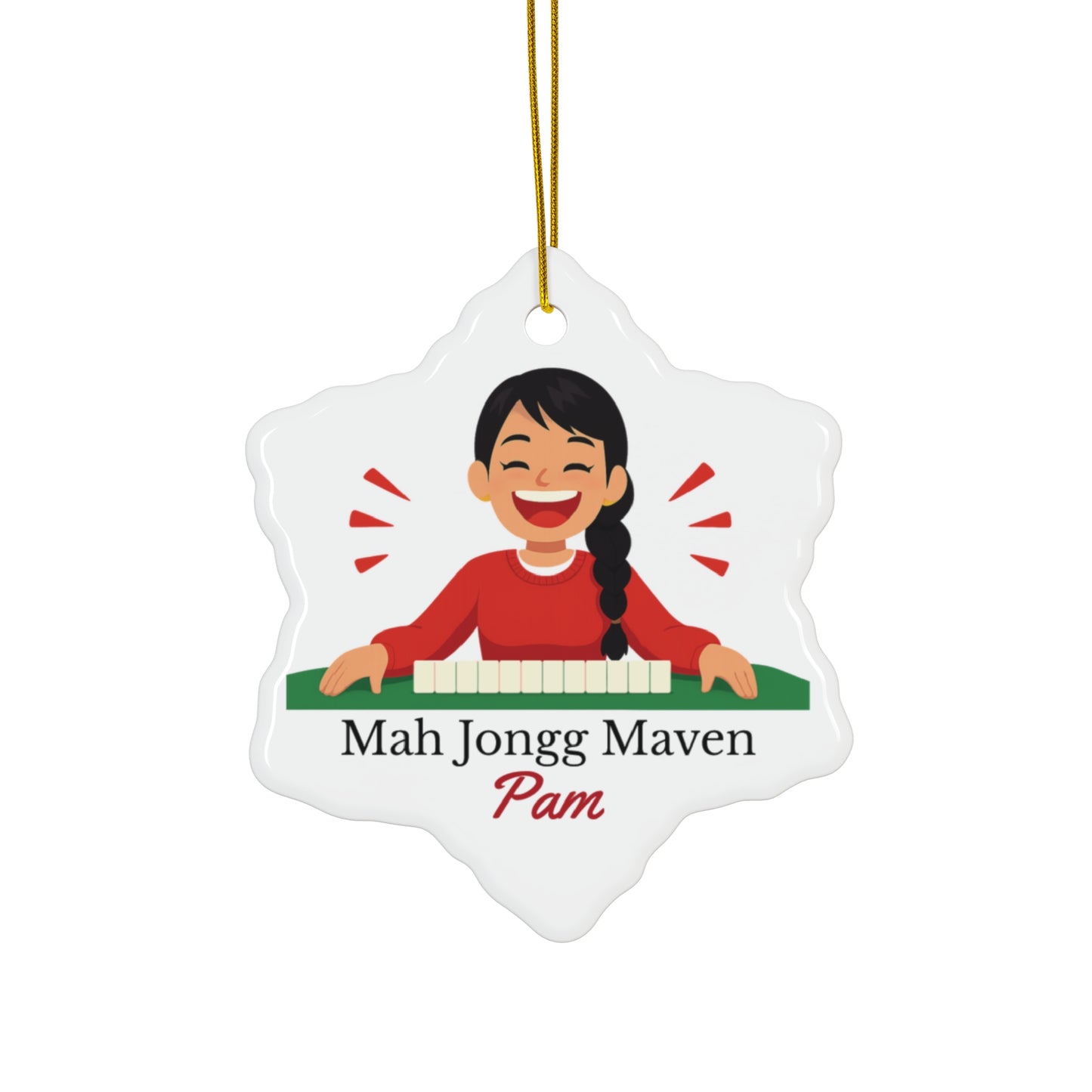 Mah Jongg Maven Ceramic Ornament — Personalized Avatar & Custom Name