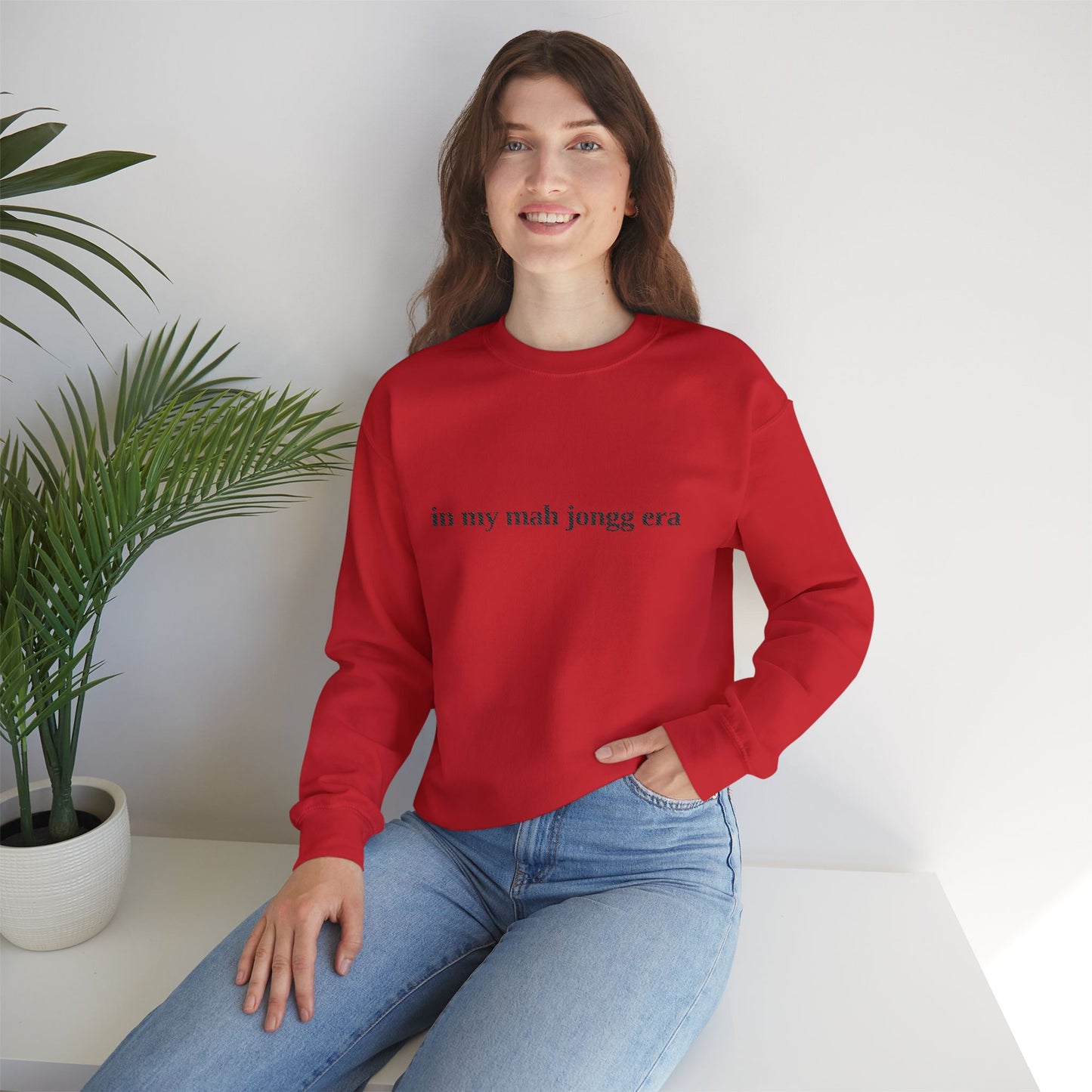 "in my mah jongg era" Embroidered Crewneck Sweatshirt