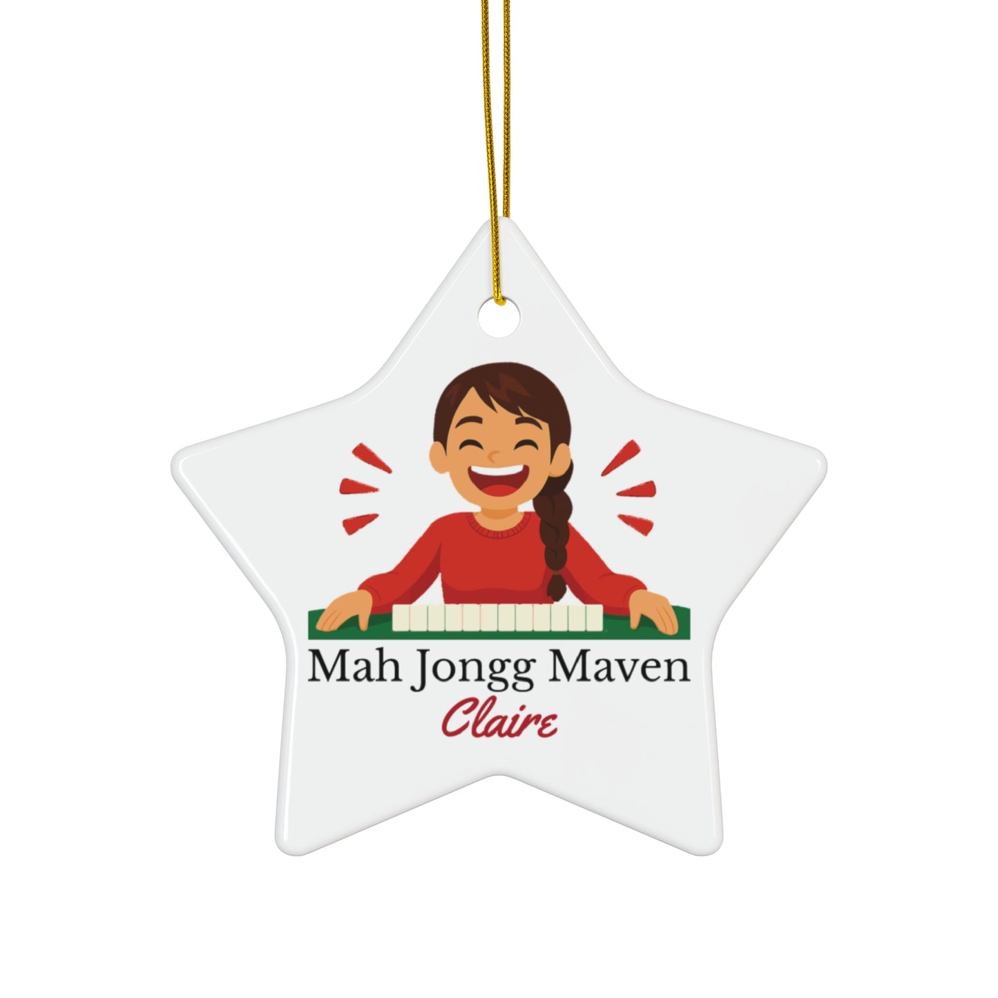 Mah Jongg Maven Ceramic Ornament — Personalized Avatar & Custom Name