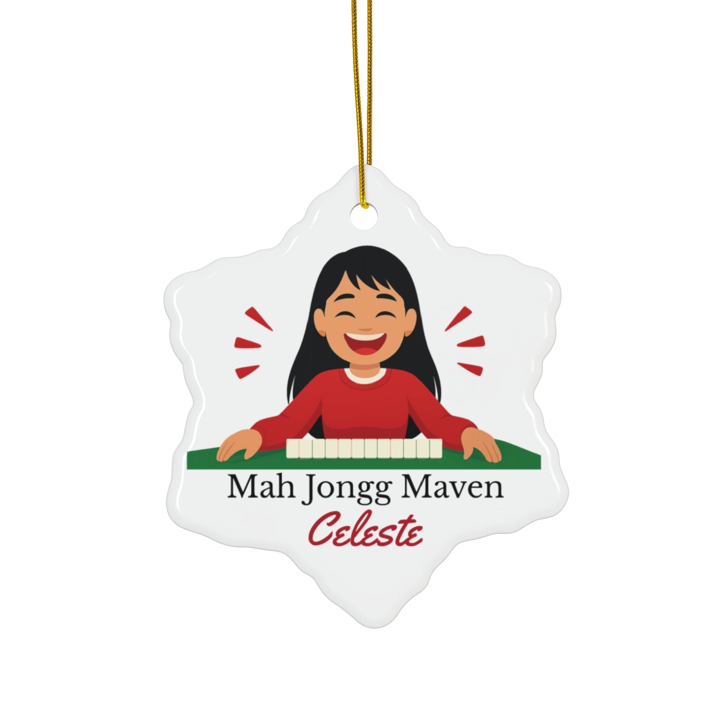 Mah Jongg Maven Ceramic Ornament — Personalized Avatar & Custom Name