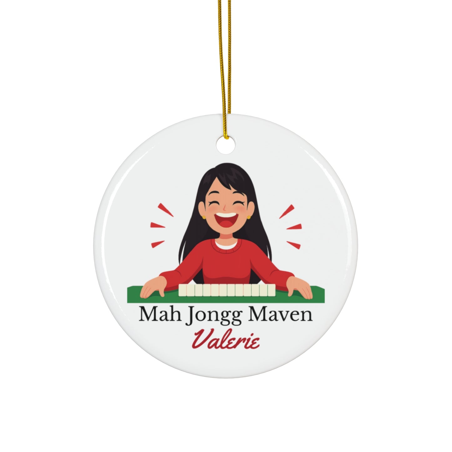 Mah Jongg Maven Ceramic Ornament — Personalized Avatar & Custom Name