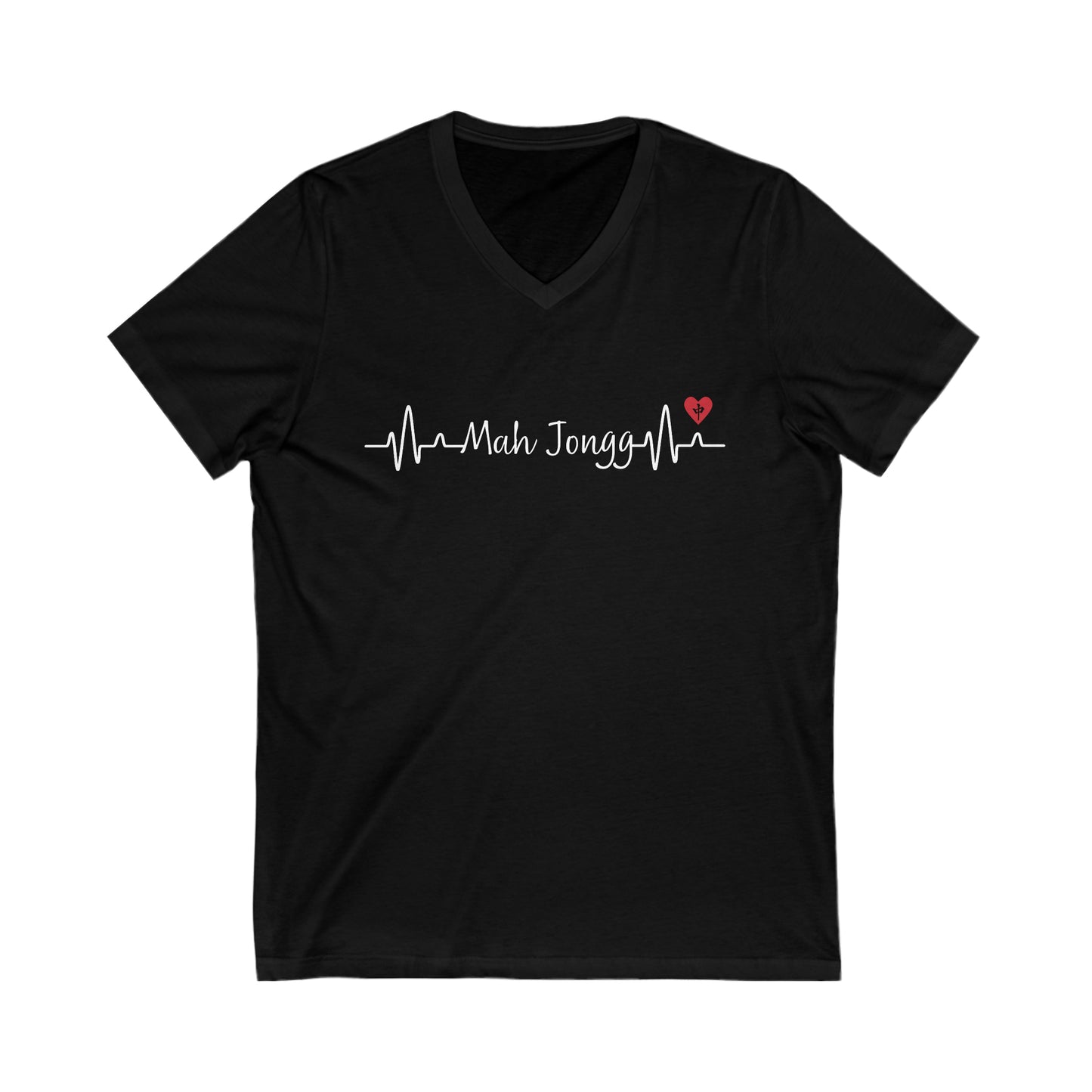 Jersey Short Sleeve V-Neck Tee: Mah Jongg EKG