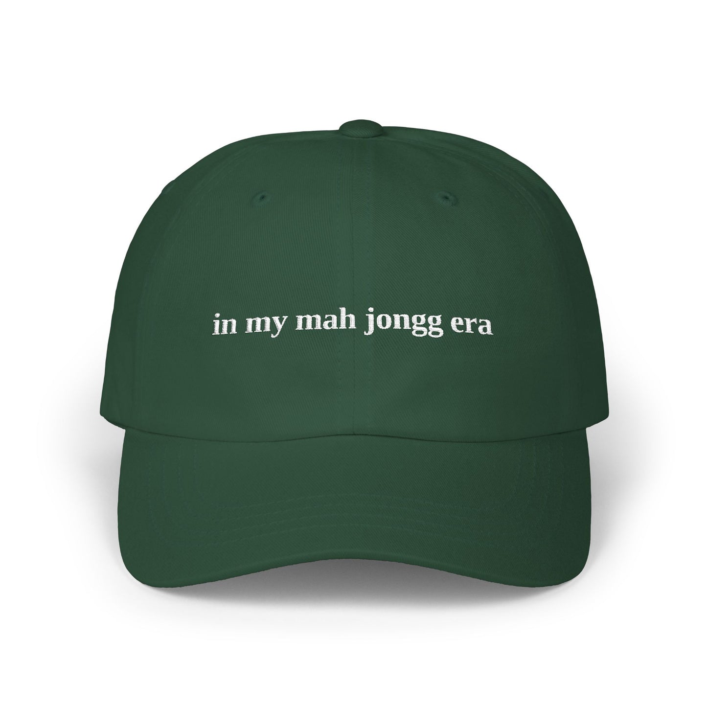 "in my mah jongg era" Embroidered White Baseball Hat