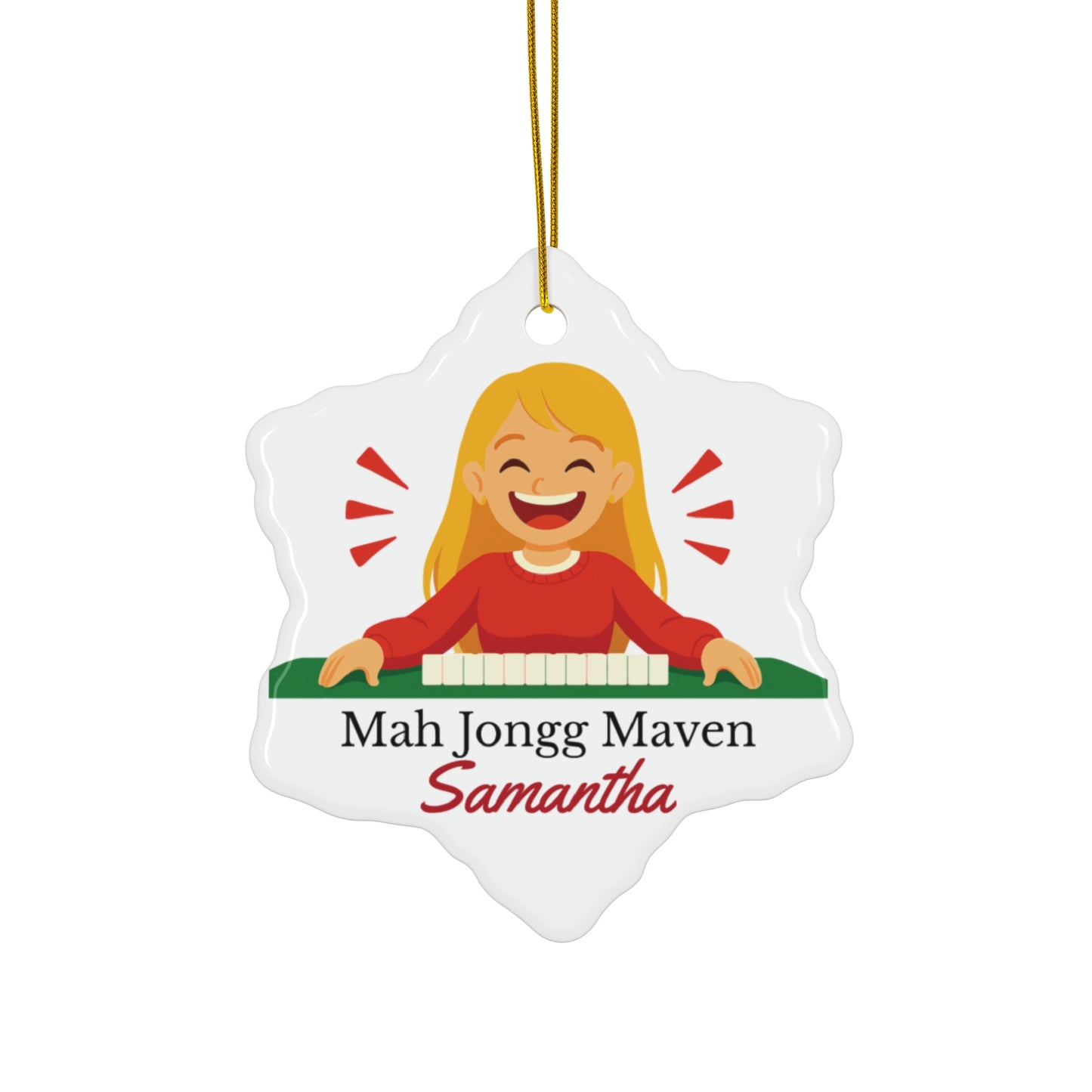 Mah Jongg Maven Ceramic Ornament — Personalized Avatar & Custom Name
