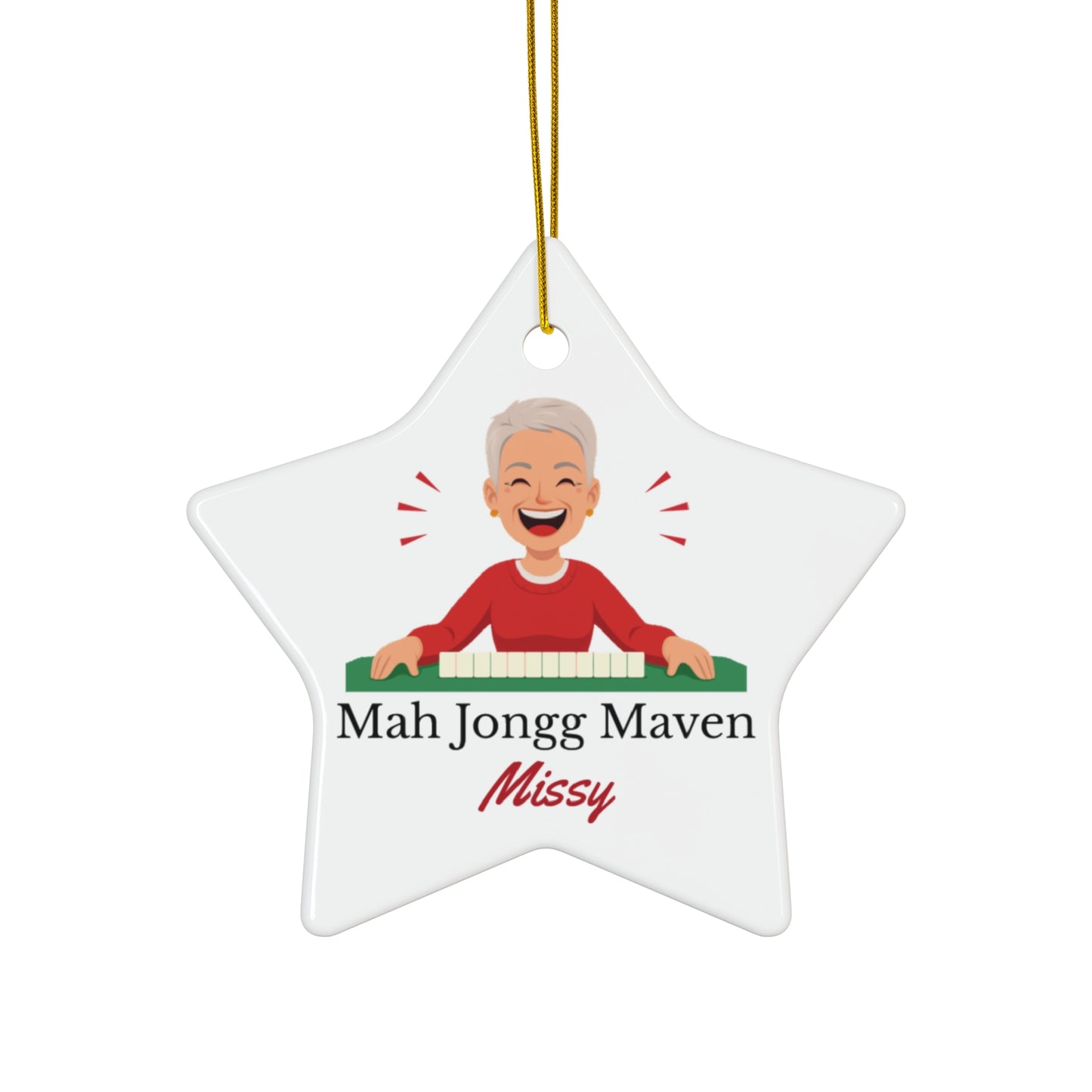 Mah Jongg Maven Ceramic Ornament — Personalized Avatar & Custom Name