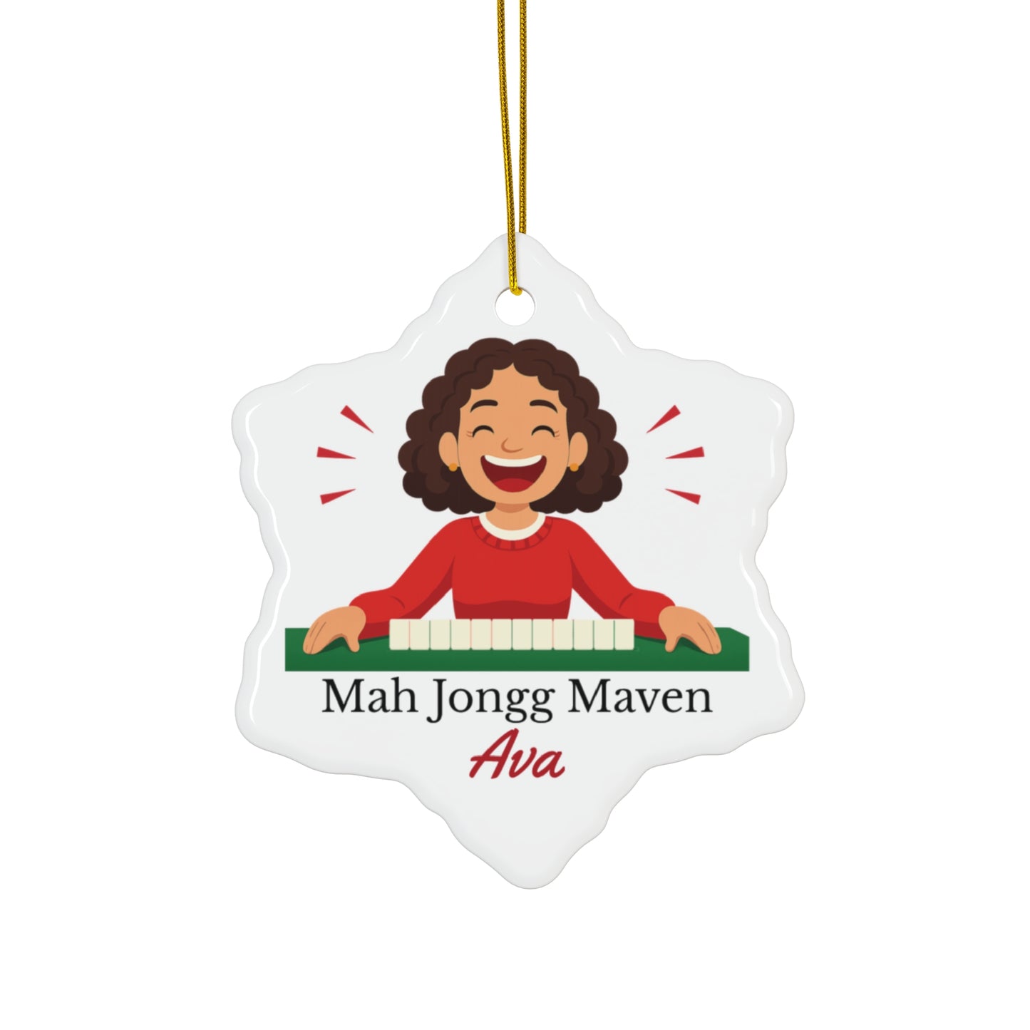 Mah Jongg Maven Ceramic Ornament — Personalized Avatar & Custom Name