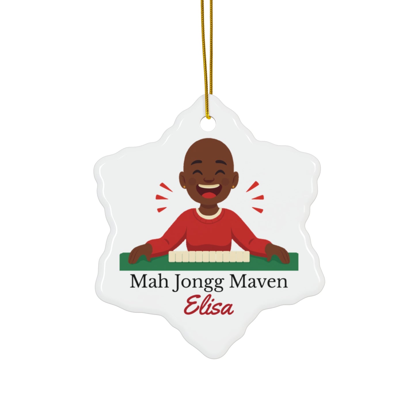 Mah Jongg Maven Ceramic Ornament — Personalized Avatar & Custom Name