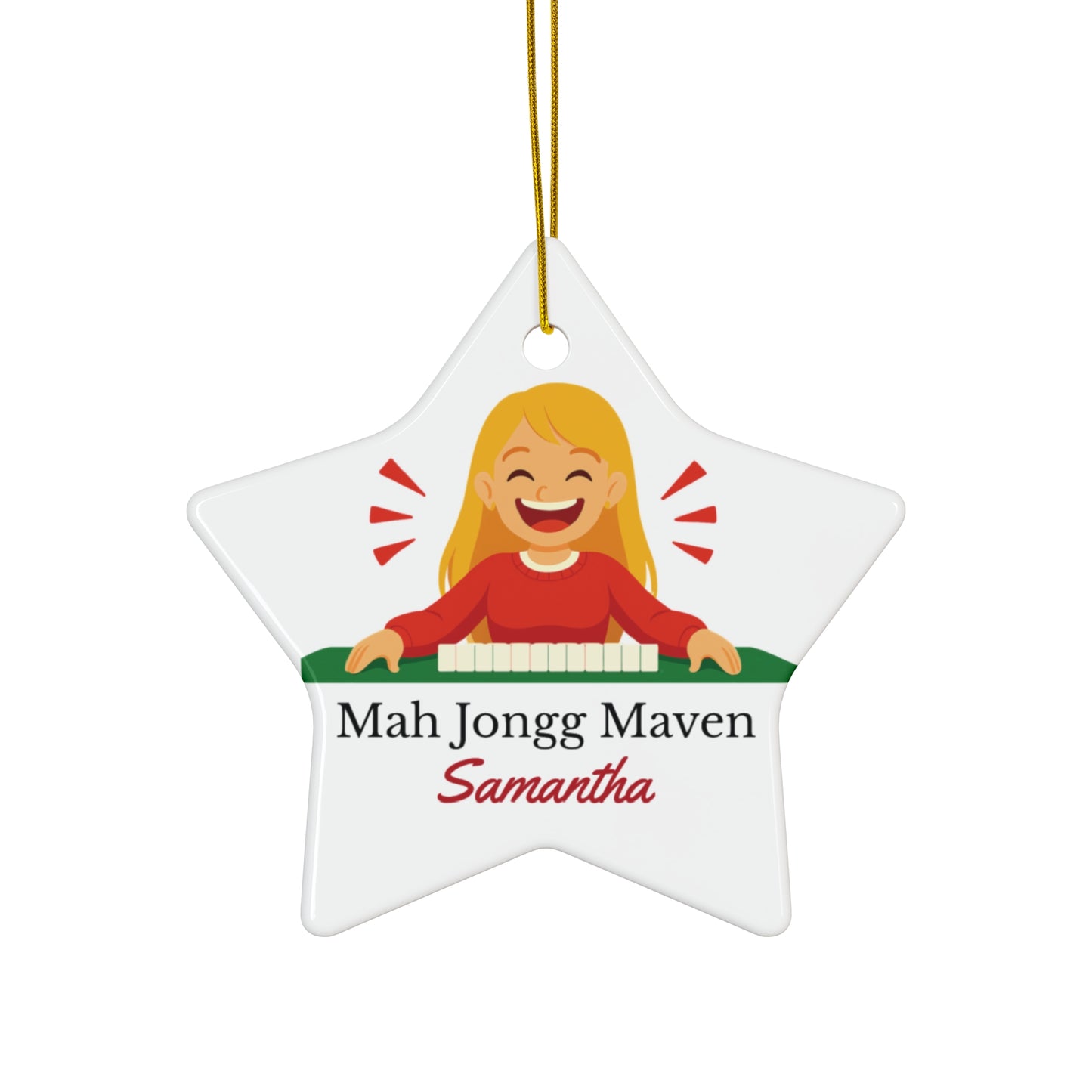Mah Jongg Maven Ceramic Ornament — Personalized Avatar & Custom Name