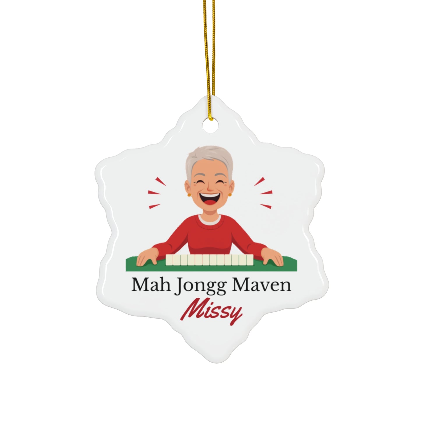 Mah Jongg Maven Ceramic Ornament — Personalized Avatar & Custom Name