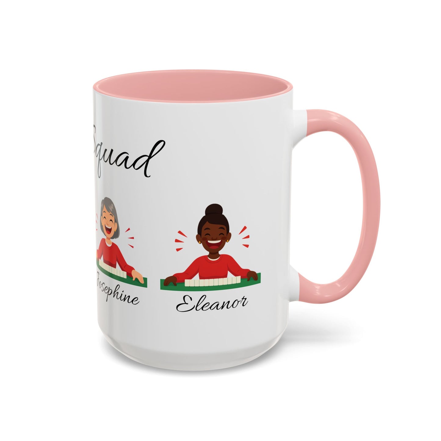 Personalized Mahj Squad Mug — 2, 3, or 4-Person 'Mahj Squad' Accent Coffee Mug (15 oz)