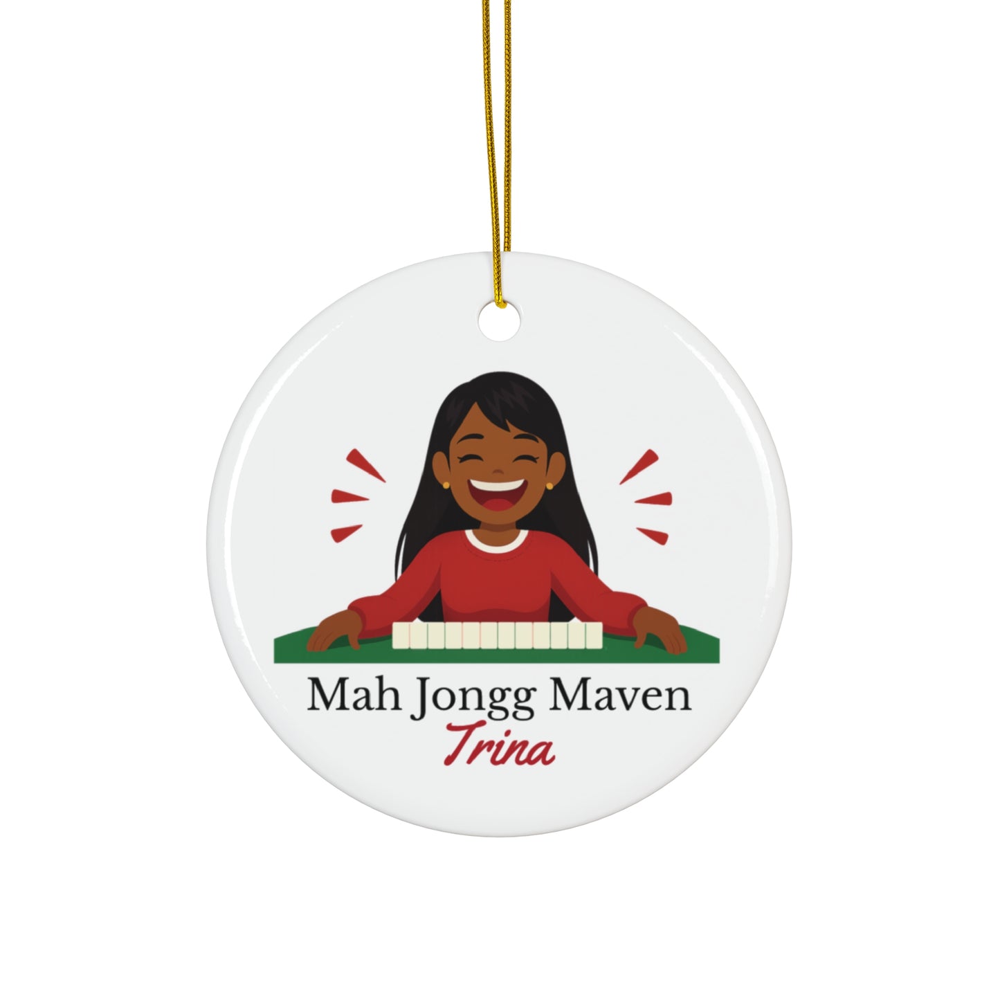 Mah Jongg Maven Ceramic Ornament — Personalized Avatar & Custom Name