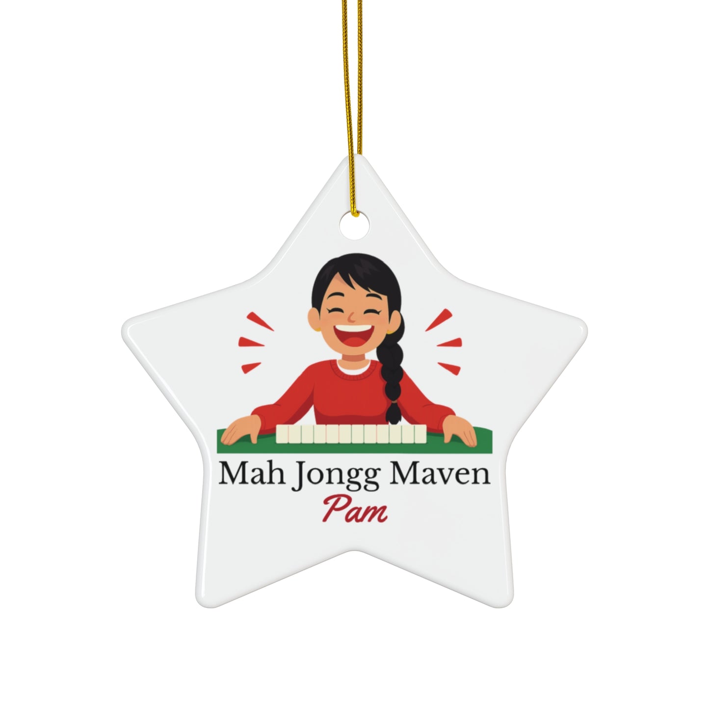 Mah Jongg Maven Ceramic Ornament — Personalized Avatar & Custom Name