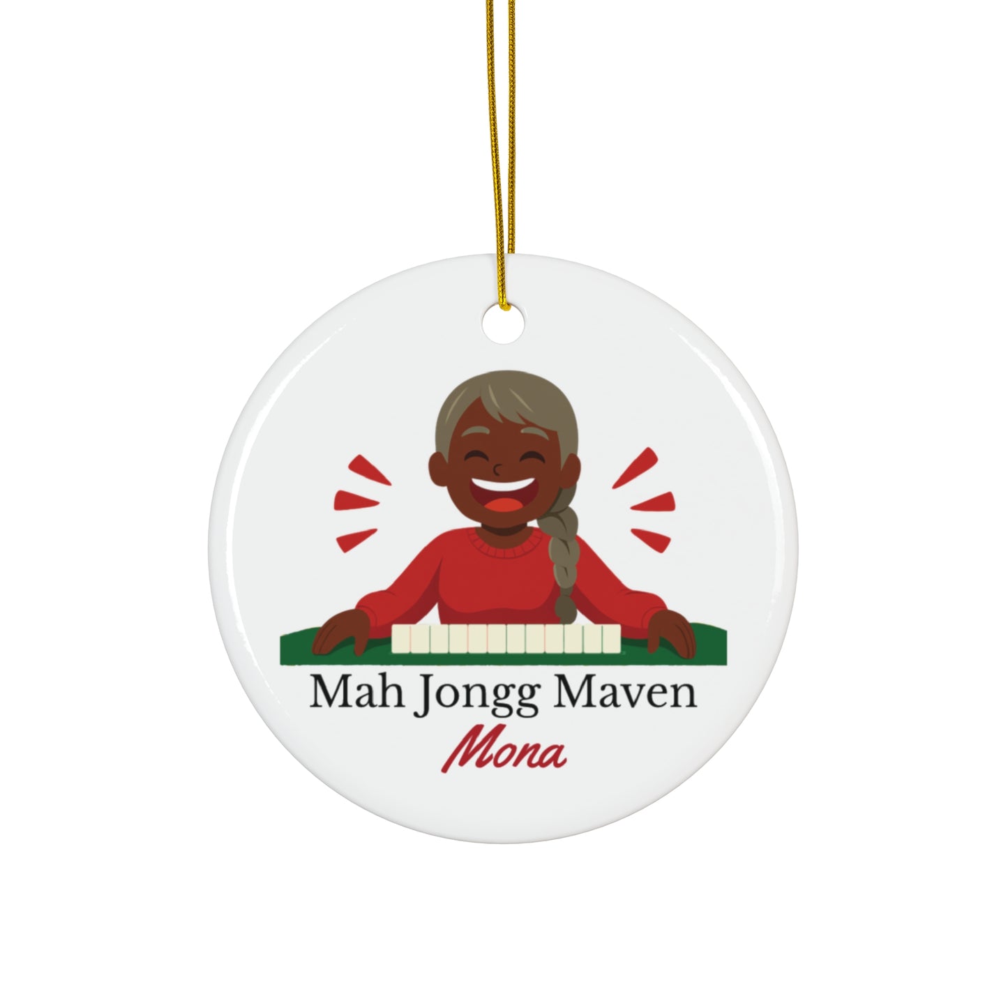 Mah Jongg Maven Ceramic Ornament — Personalized Avatar & Custom Name