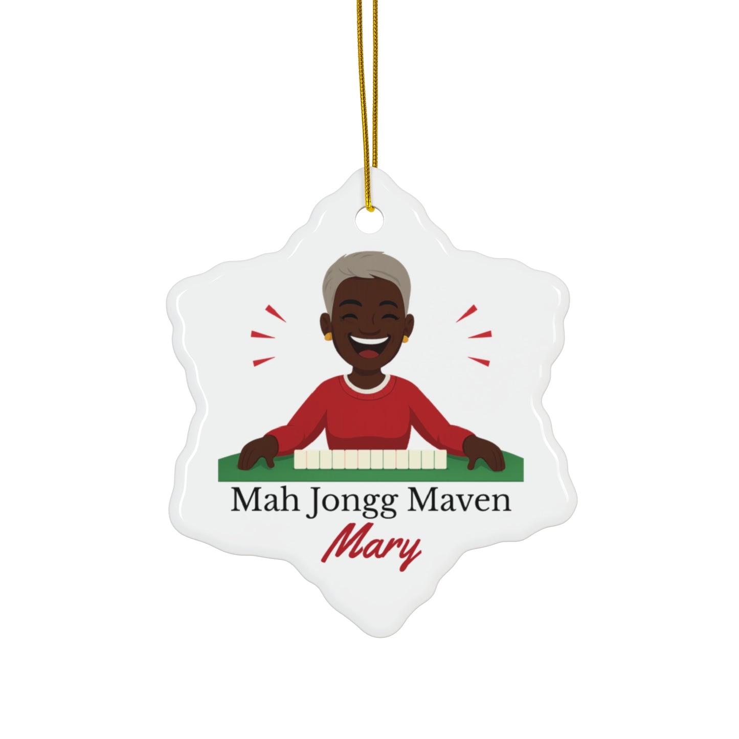 Mah Jongg Maven Ceramic Ornament — Personalized Avatar & Custom Name