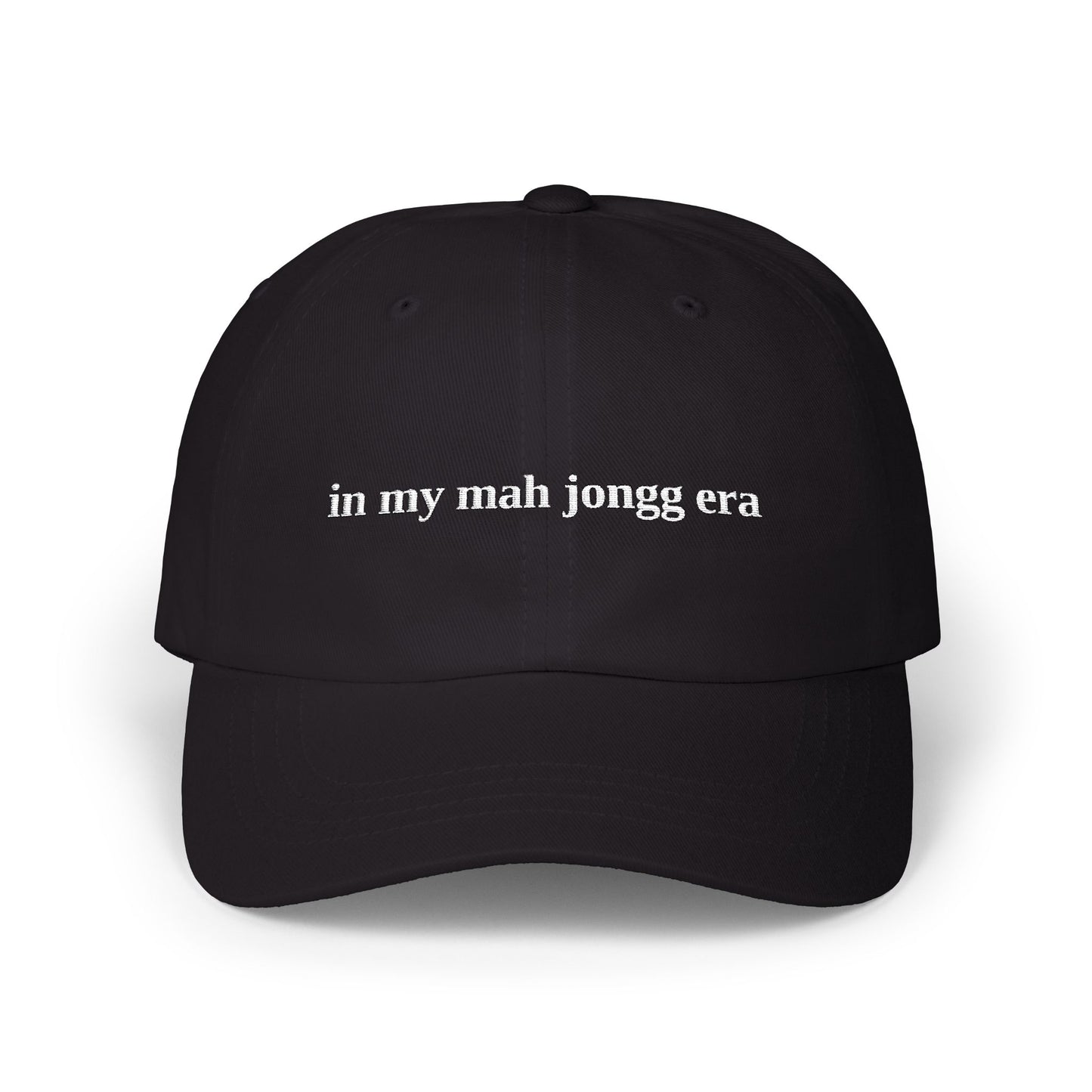 "in my mah jongg era" Embroidered White Baseball Hat