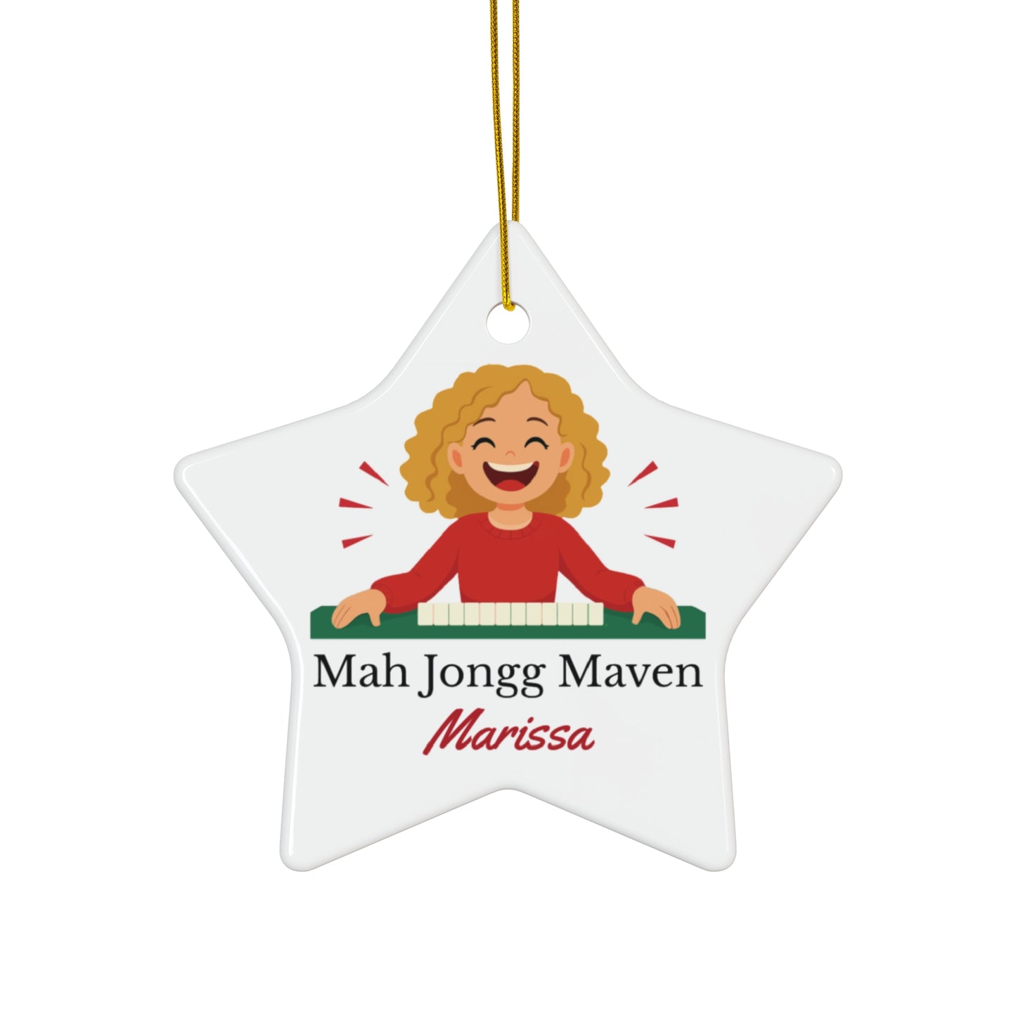 Mah Jongg Maven Ceramic Ornament — Personalized Avatar & Custom Name