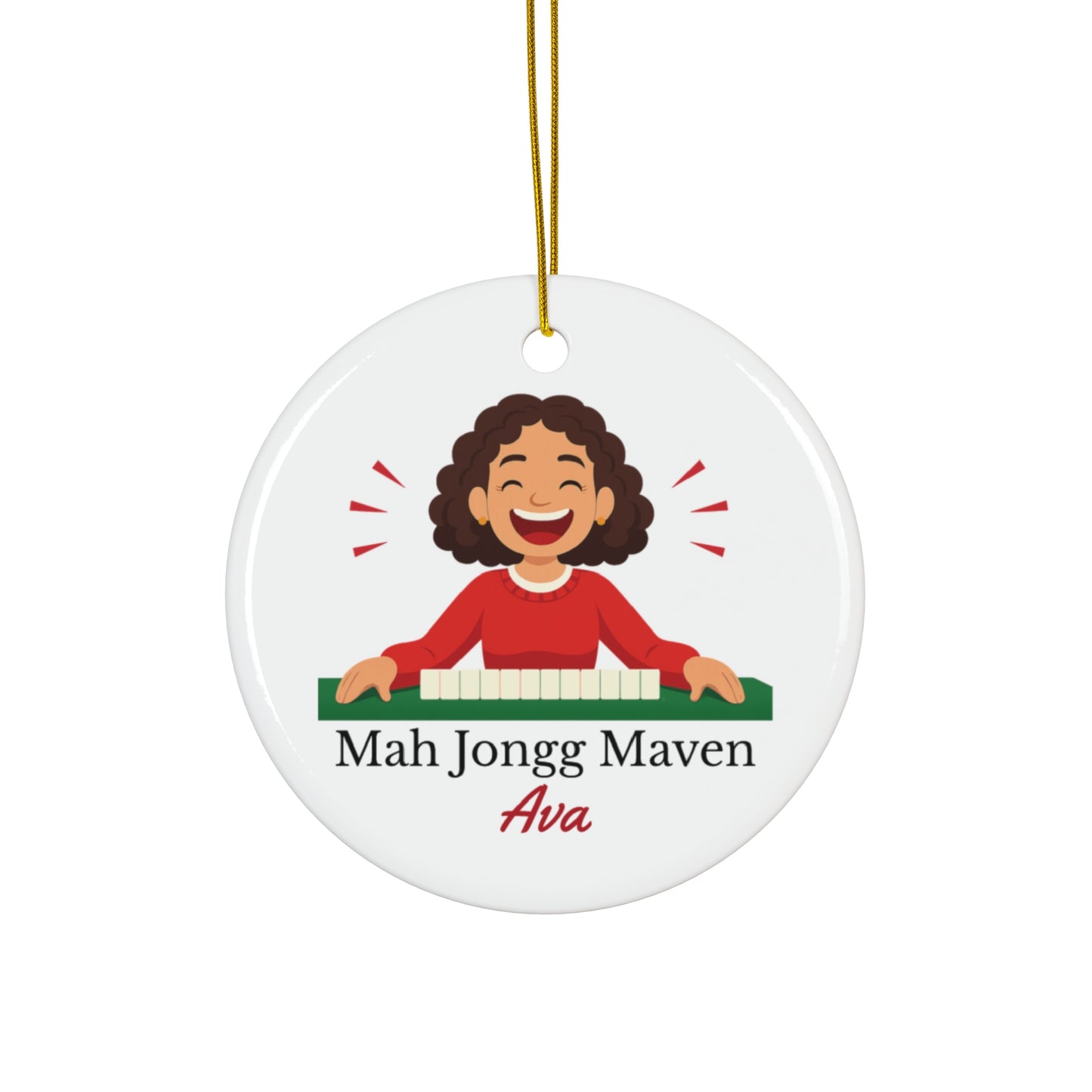 Mah Jongg Maven Ceramic Ornament — Personalized Avatar & Custom Name