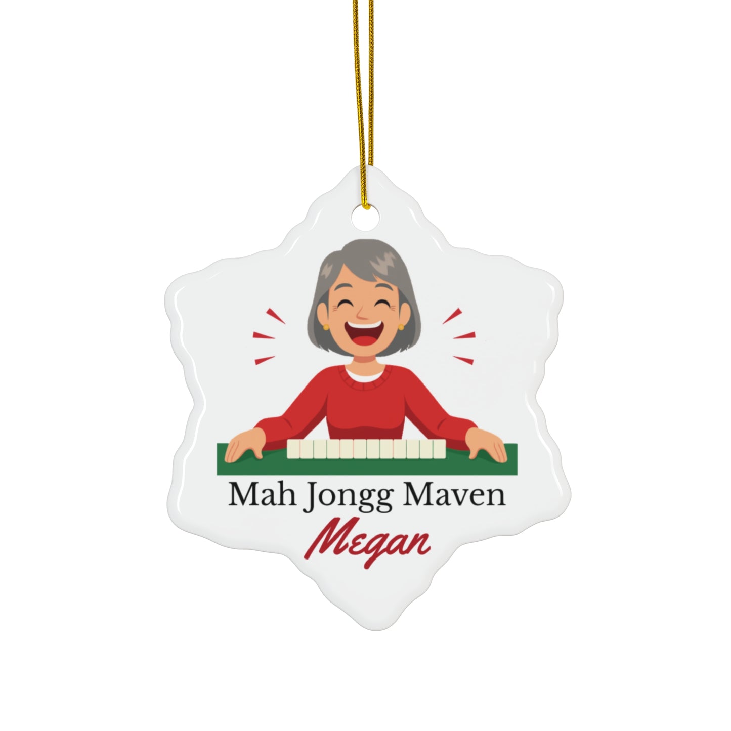 Mah Jongg Maven Ceramic Ornament — Personalized Avatar & Custom Name