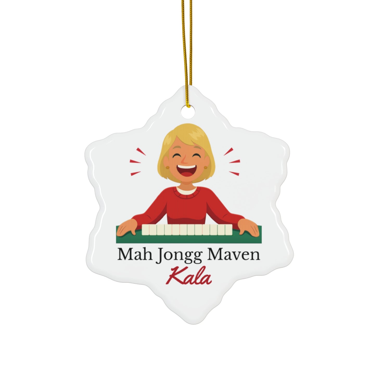 Mah Jongg Maven Ceramic Ornament — Personalized Avatar & Custom Name