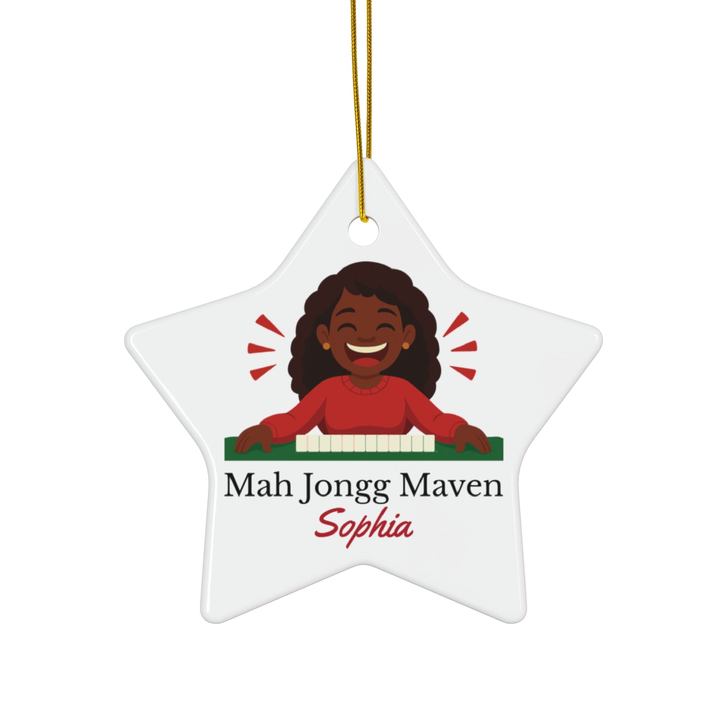 Mah Jongg Maven Ceramic Ornament — Personalized Avatar & Custom Name