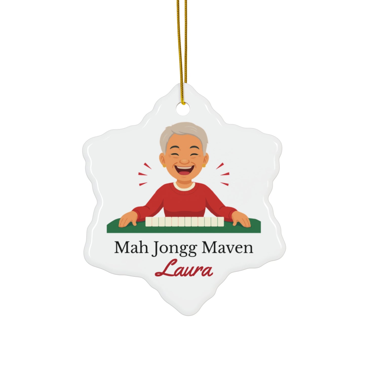 Mah Jongg Maven Ceramic Ornament — Personalized Avatar & Custom Name