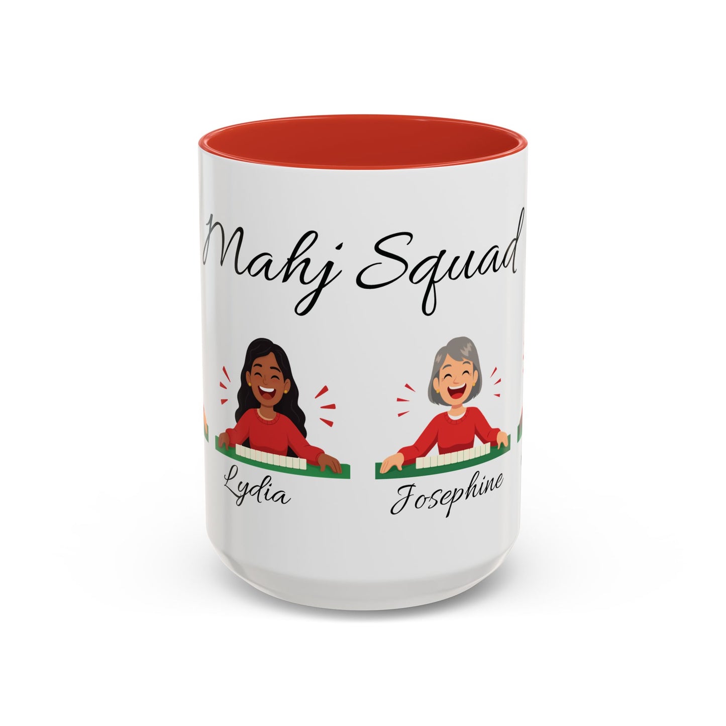 Personalized Mahj Squad Mug — 2, 3, or 4-Person 'Mahj Squad' Accent Coffee Mug (15 oz)