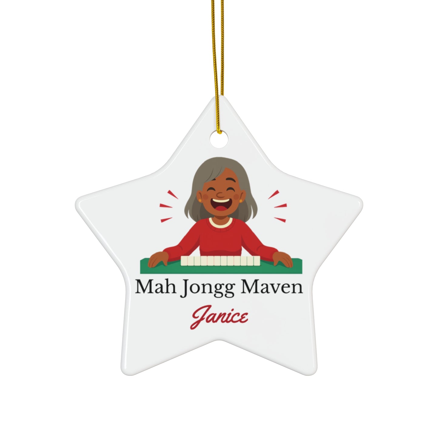 Mah Jongg Maven Ceramic Ornament — Personalized Avatar & Custom Name