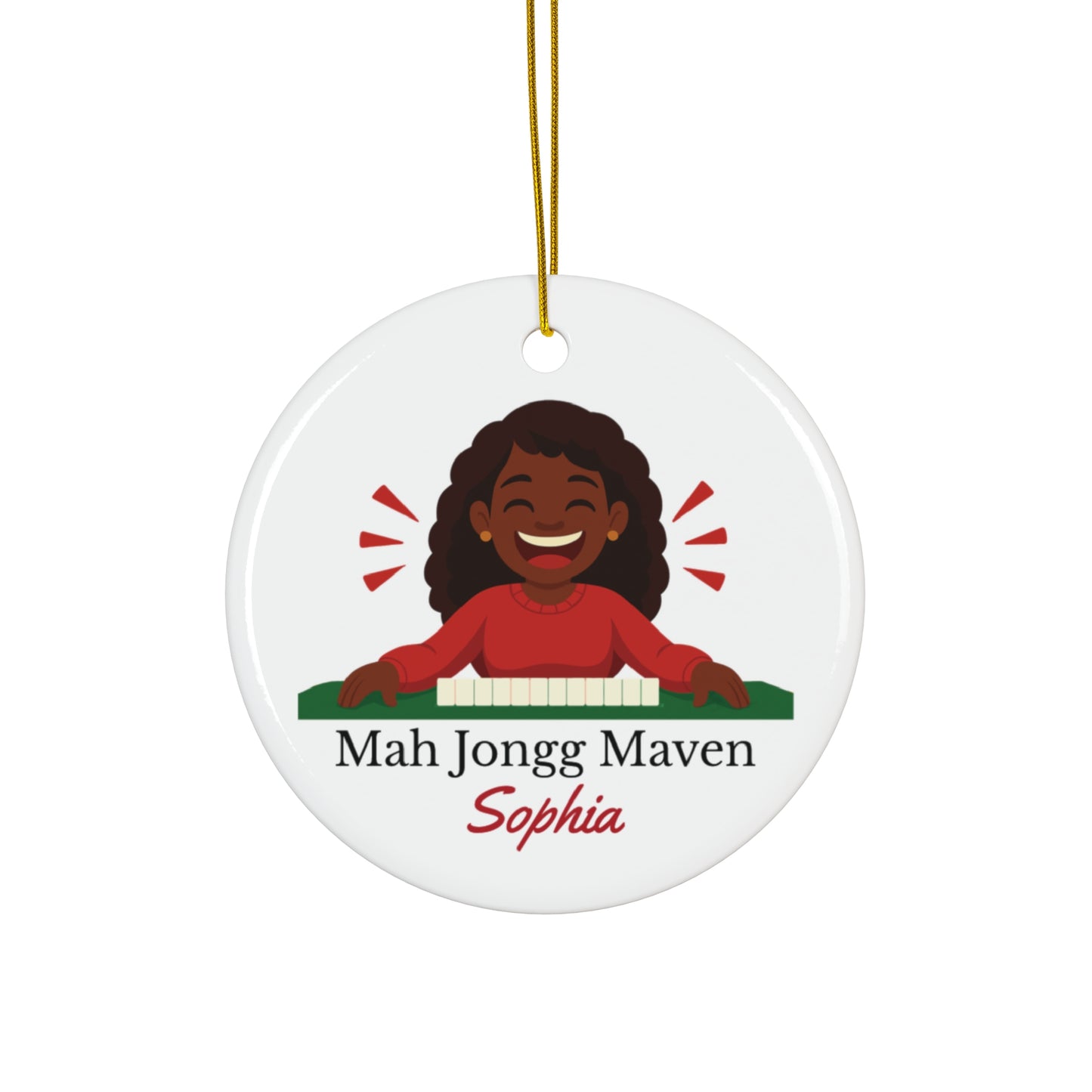 Mah Jongg Maven Ceramic Ornament — Personalized Avatar & Custom Name