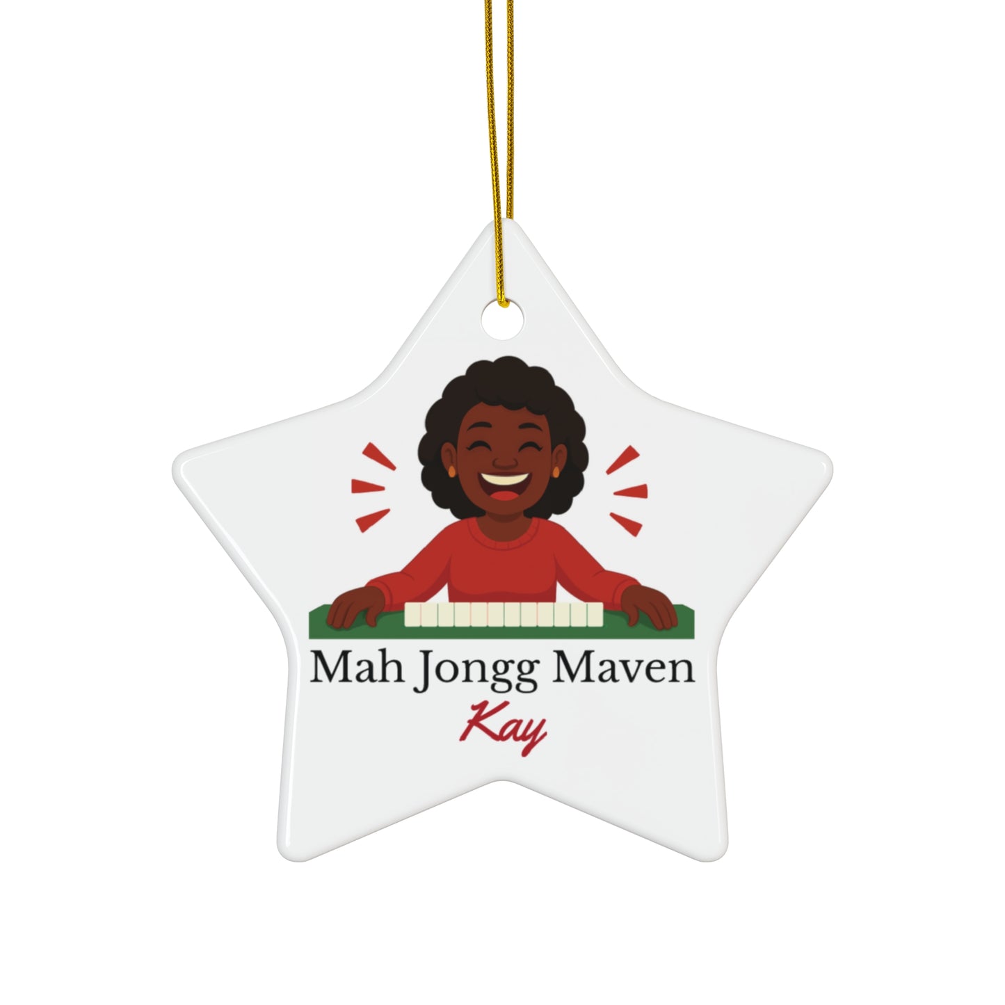 Mah Jongg Maven Ceramic Ornament — Personalized Avatar & Custom Name