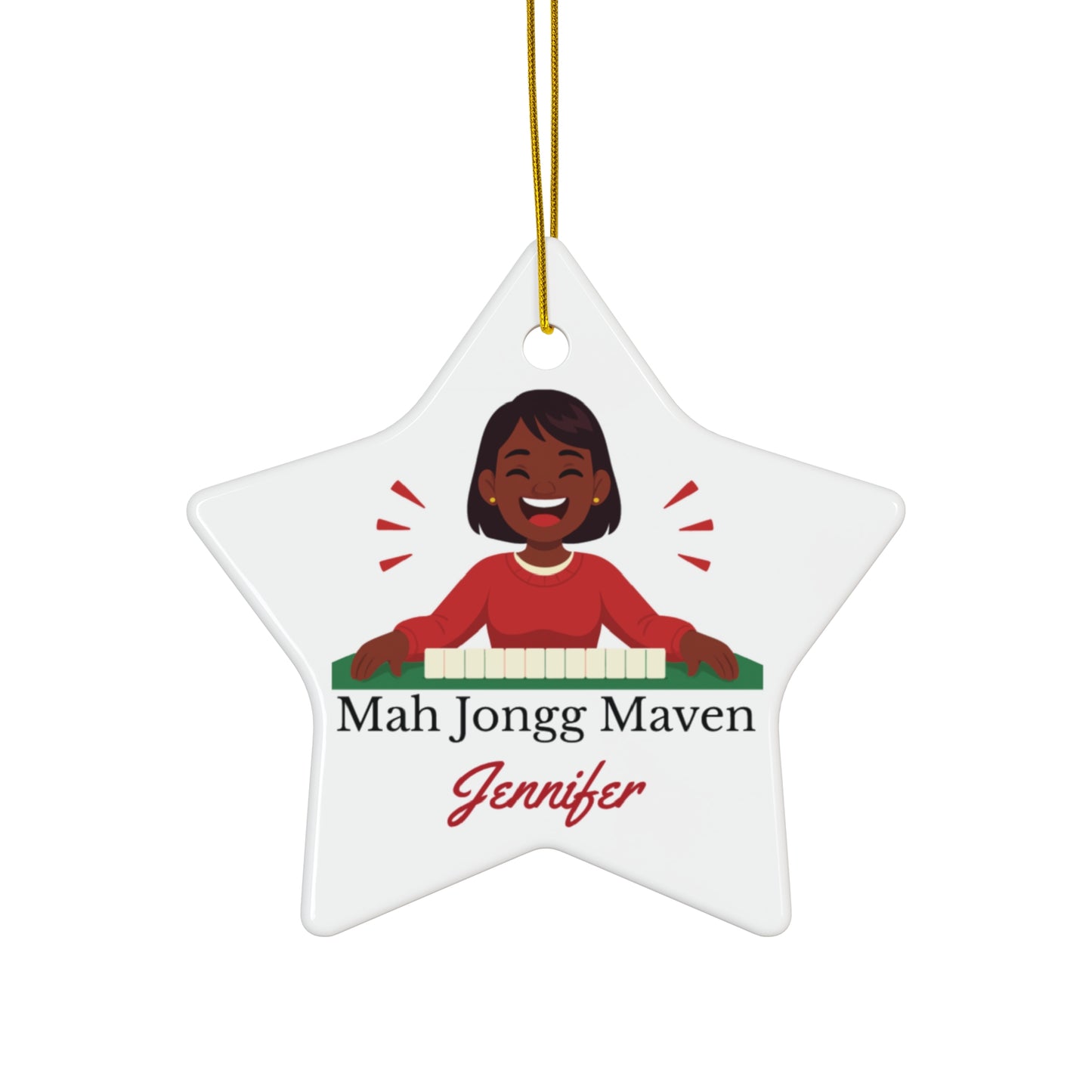 Mah Jongg Maven Ceramic Ornament — Personalized Avatar & Custom Name