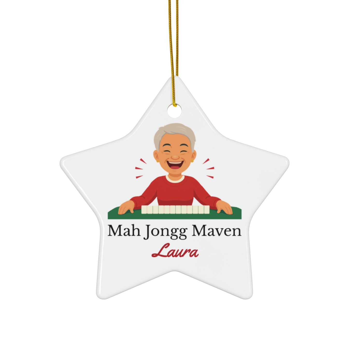Mah Jongg Maven Ceramic Ornament — Personalized Avatar & Custom Name