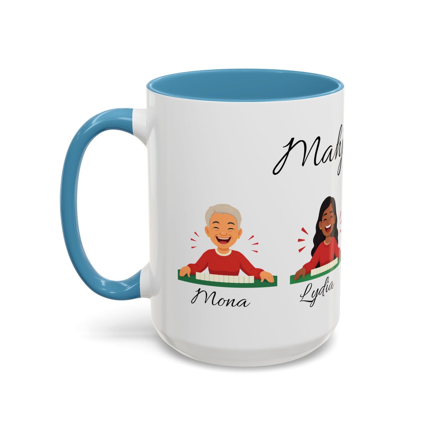 Personalized Mahj Squad Mug — 2, 3, or 4-Person 'Mahj Squad' Accent Coffee Mug (15 oz)