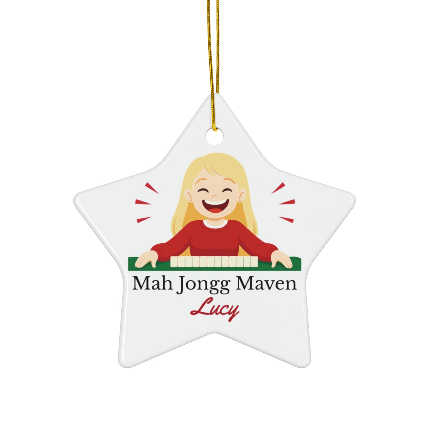 Mah Jongg Maven Ceramic Ornament — Personalized Avatar & Custom Name