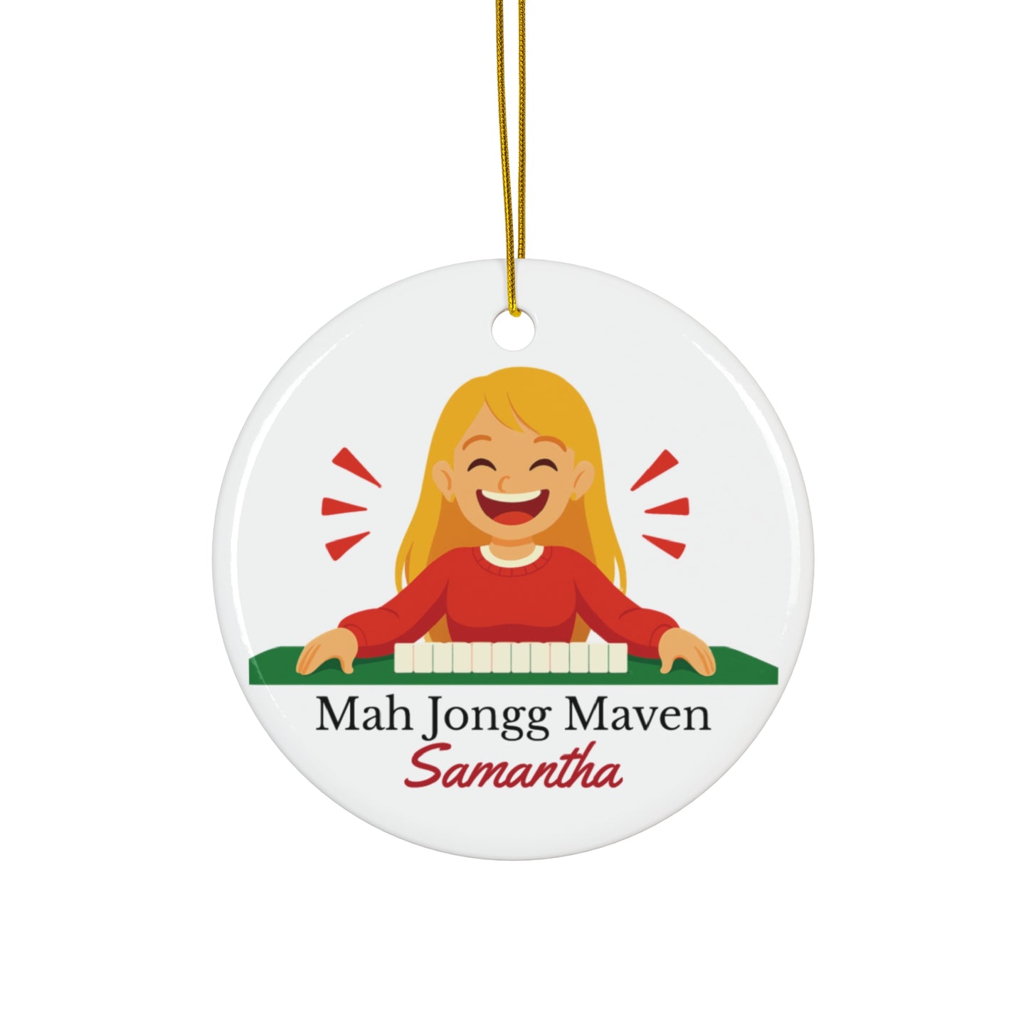 Mah Jongg Maven Ceramic Ornament — Personalized Avatar & Custom Name