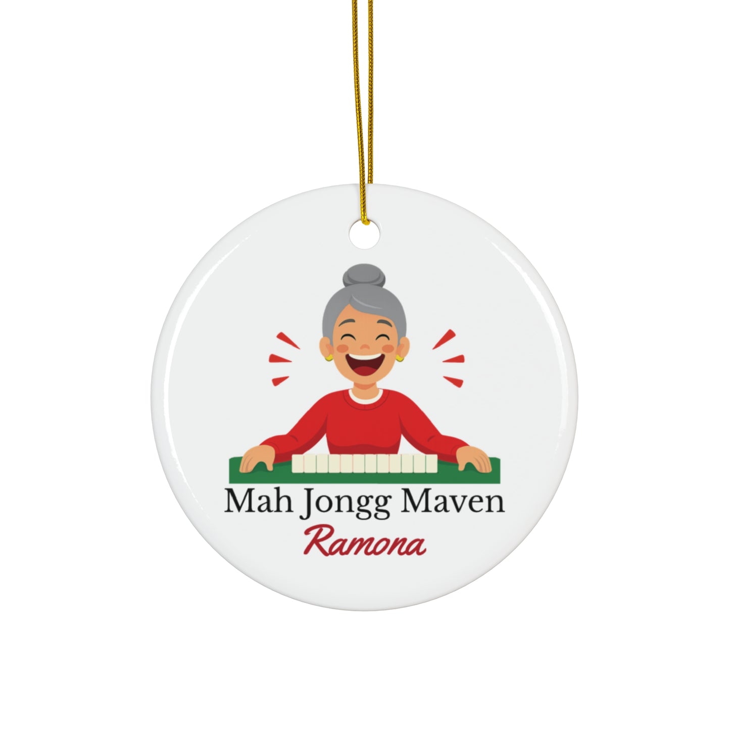 Mah Jongg Maven Ceramic Ornament — Personalized Avatar & Custom Name