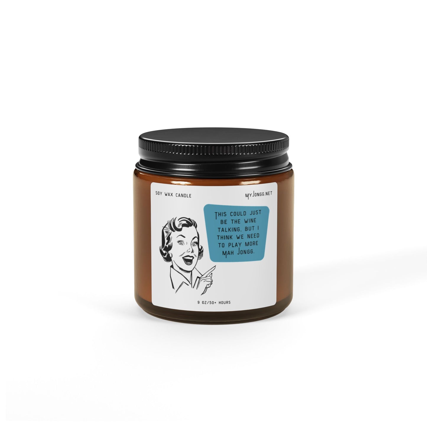 Mah Jongg Retro Quote Scented Soy Candle (2) - Amber Jar
