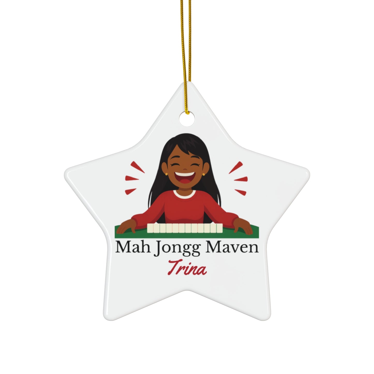 Mah Jongg Maven Ceramic Ornament — Personalized Avatar & Custom Name