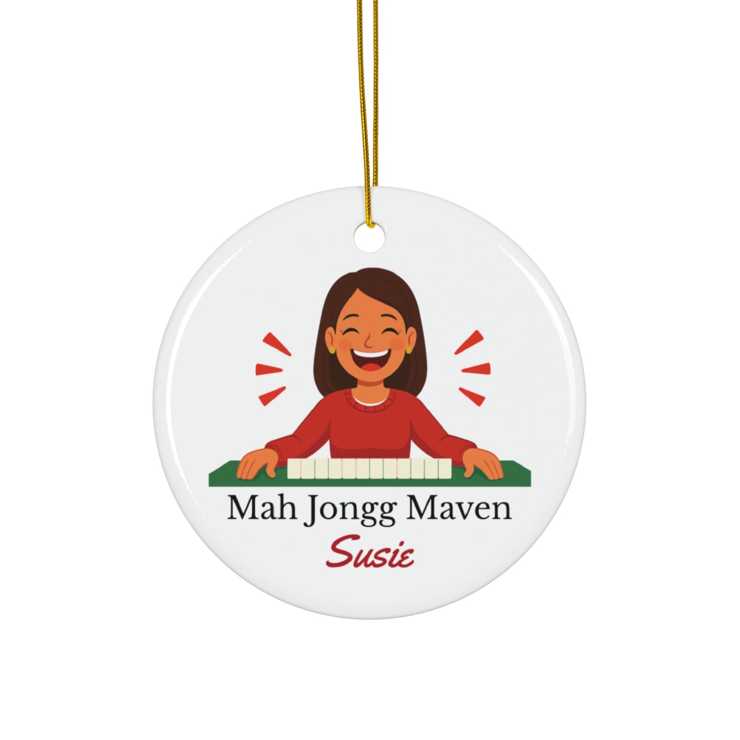 Mah Jongg Maven Ceramic Ornament — Personalized Avatar & Custom Name