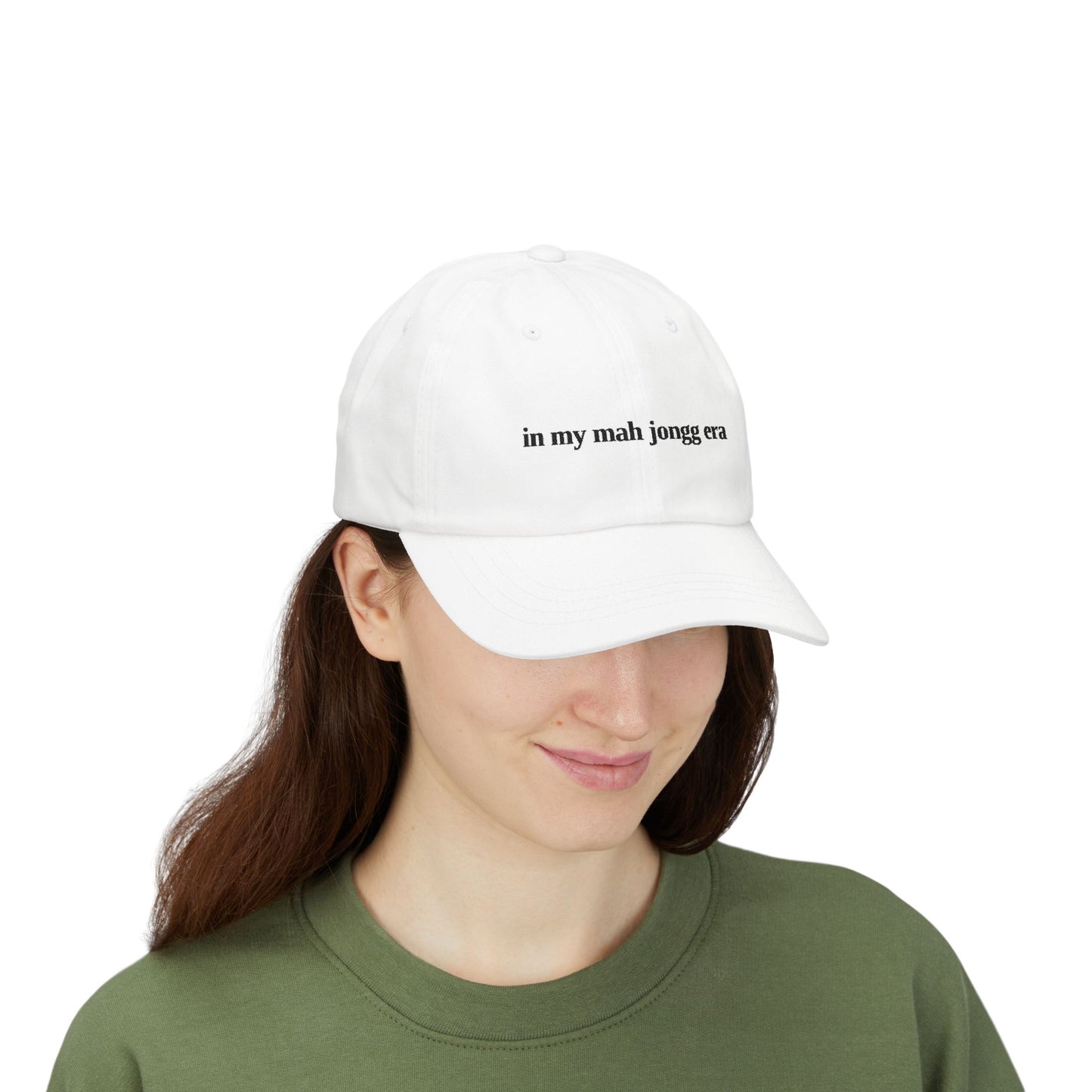 "in my mah jongg era" Embroidered White Baseball Hat