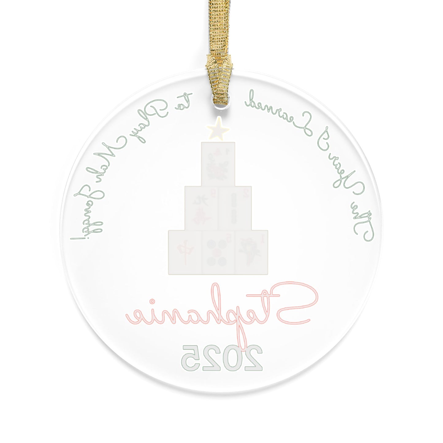 Personalized Mahjong Tile Tree Acrylic Ornament – Custom Name & Year (2025)