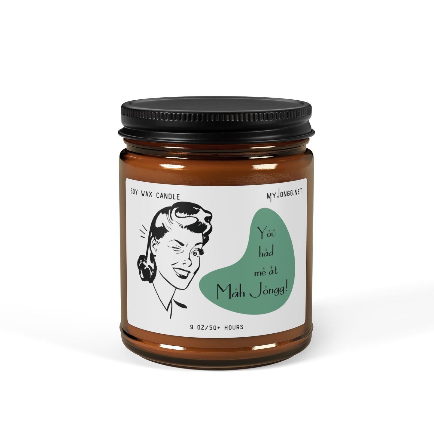 Mah Jongg Retro Quote Scented Soy Candle (4) - Amber Jar