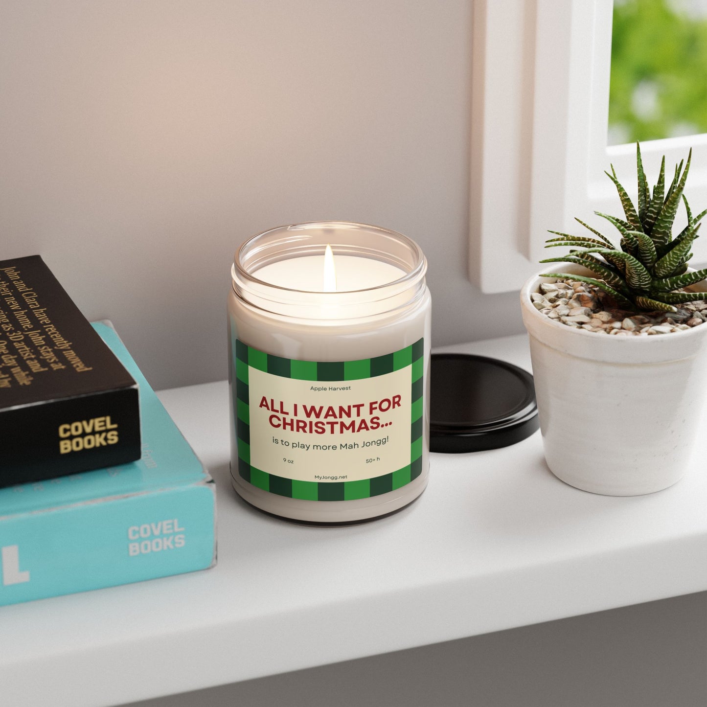 All I Want for Christmas Mah Jongg Soy Candle (9oz) - Green checks