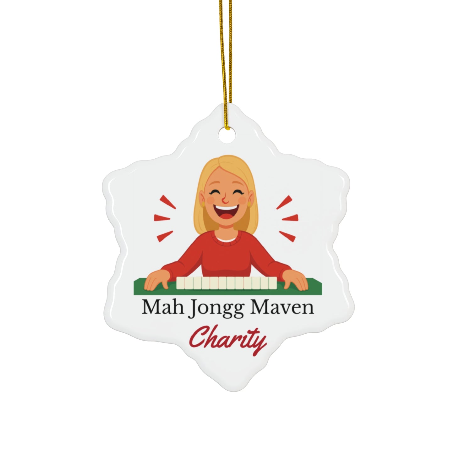 Mah Jongg Maven Ceramic Ornament — Personalized Avatar & Custom Name