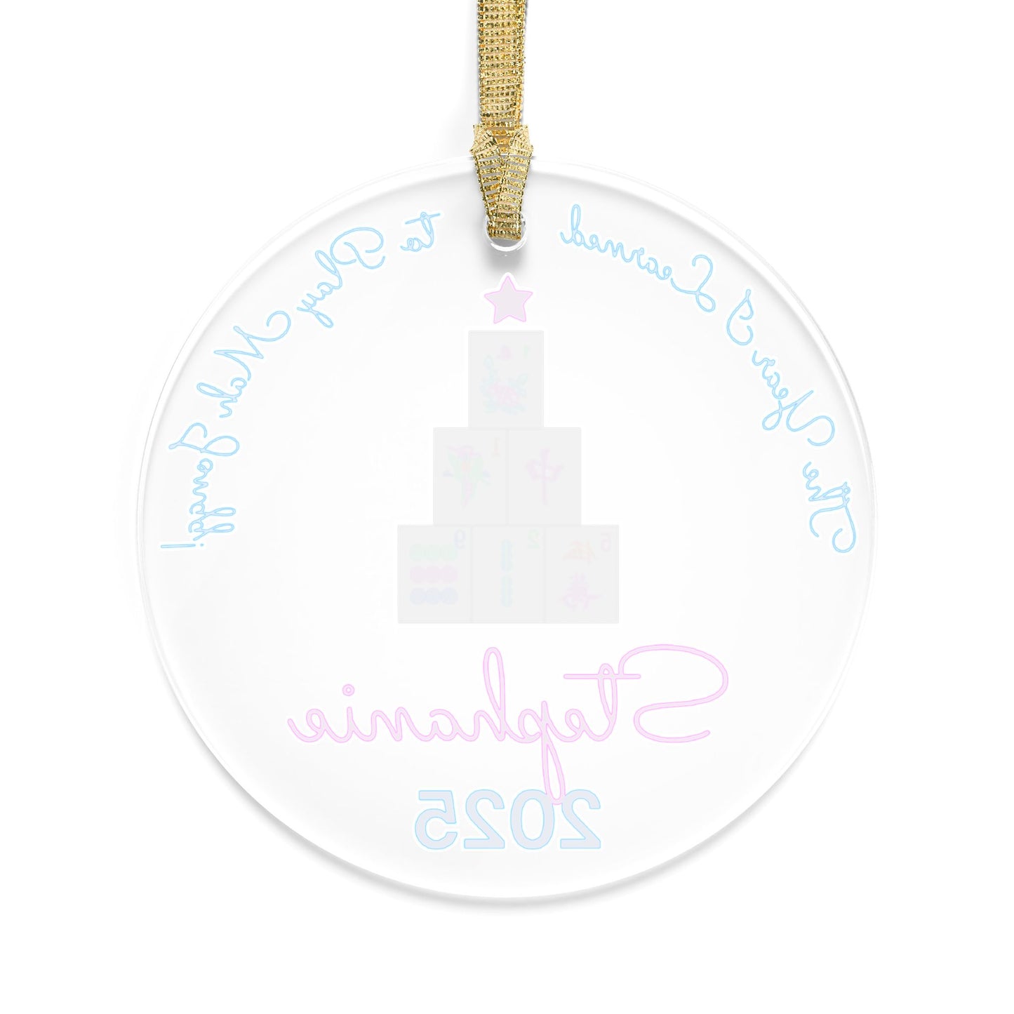 Personalized Mahjong Tile Tree Acrylic Ornament – Custom Name & Year (2025)