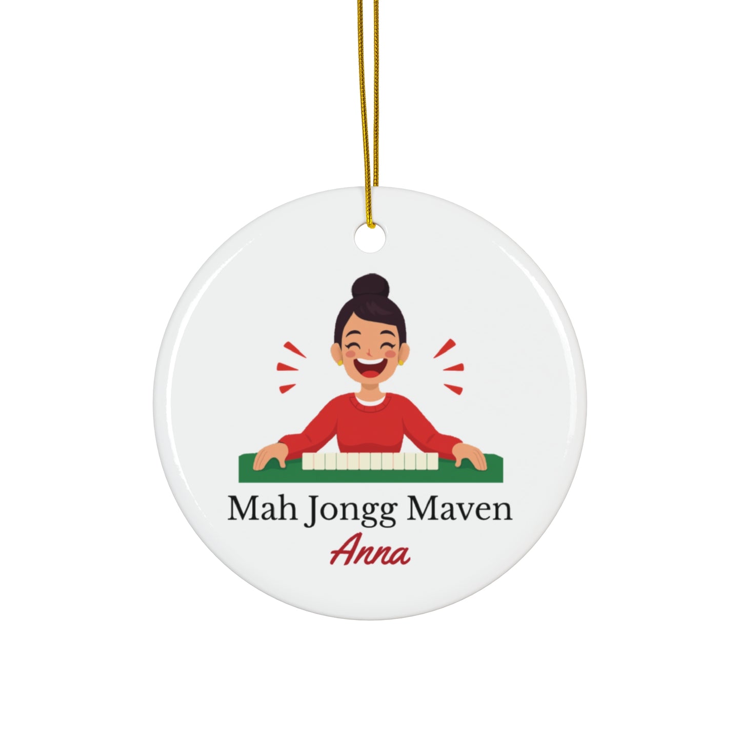 Mah Jongg Maven Ceramic Ornament — Personalized Avatar & Custom Name