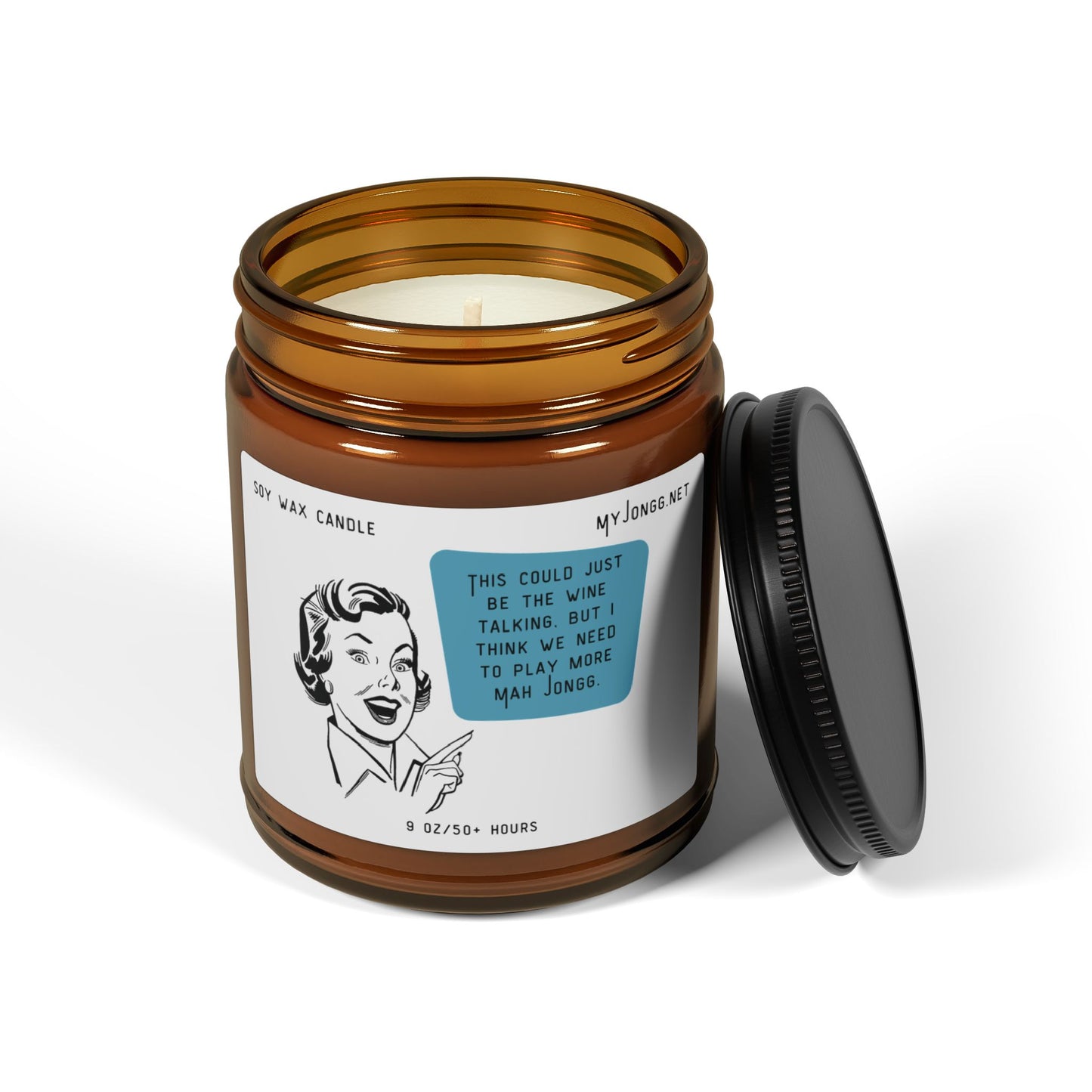 Mah Jongg Retro Quote Scented Soy Candle (2) - Amber Jar