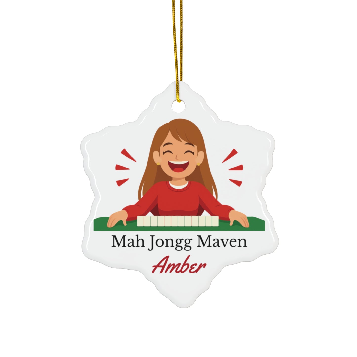 Mah Jongg Maven Ceramic Ornament — Personalized Avatar & Custom Name
