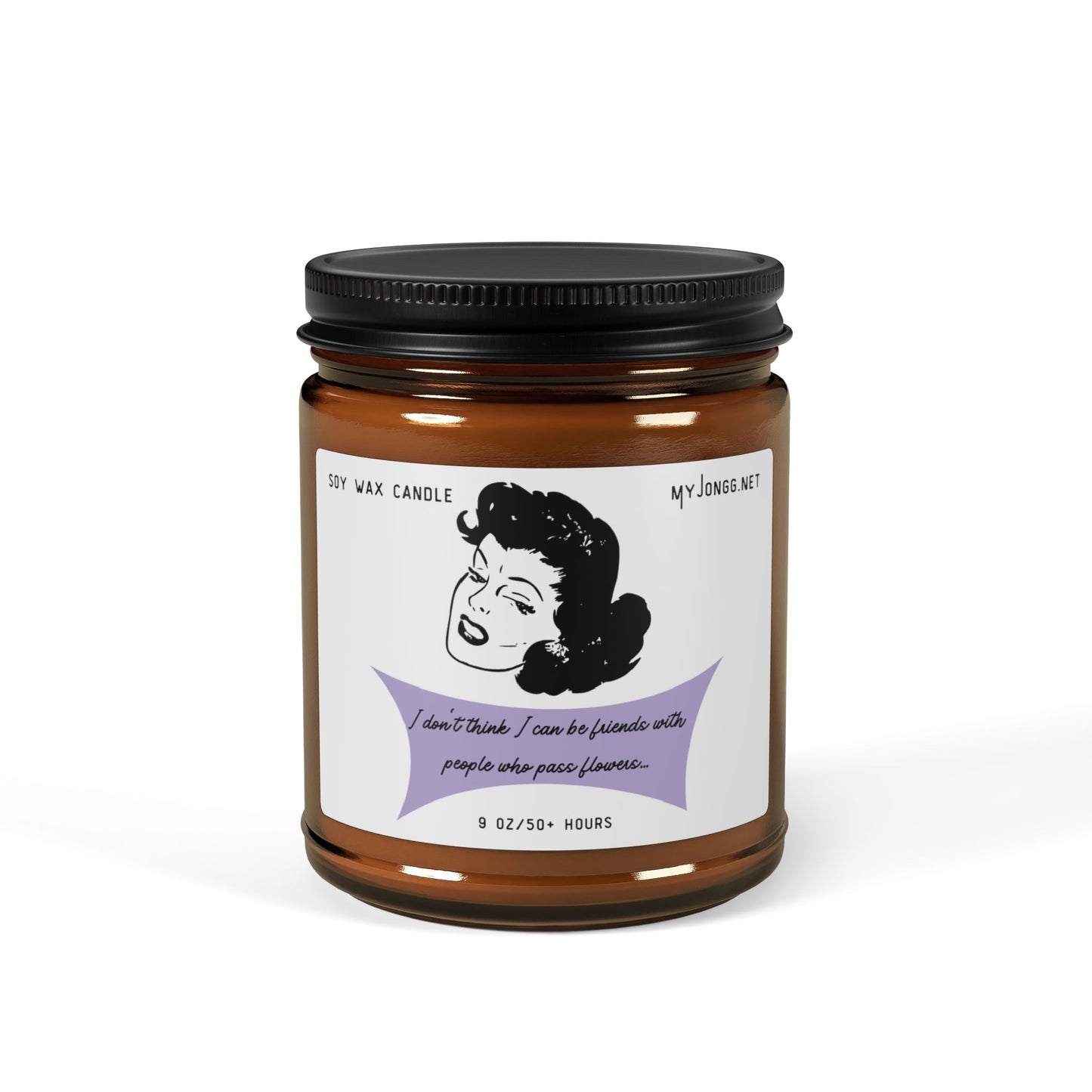 Mah Jongg Retro Quote Scented Soy Candle (3) - Amber Jar