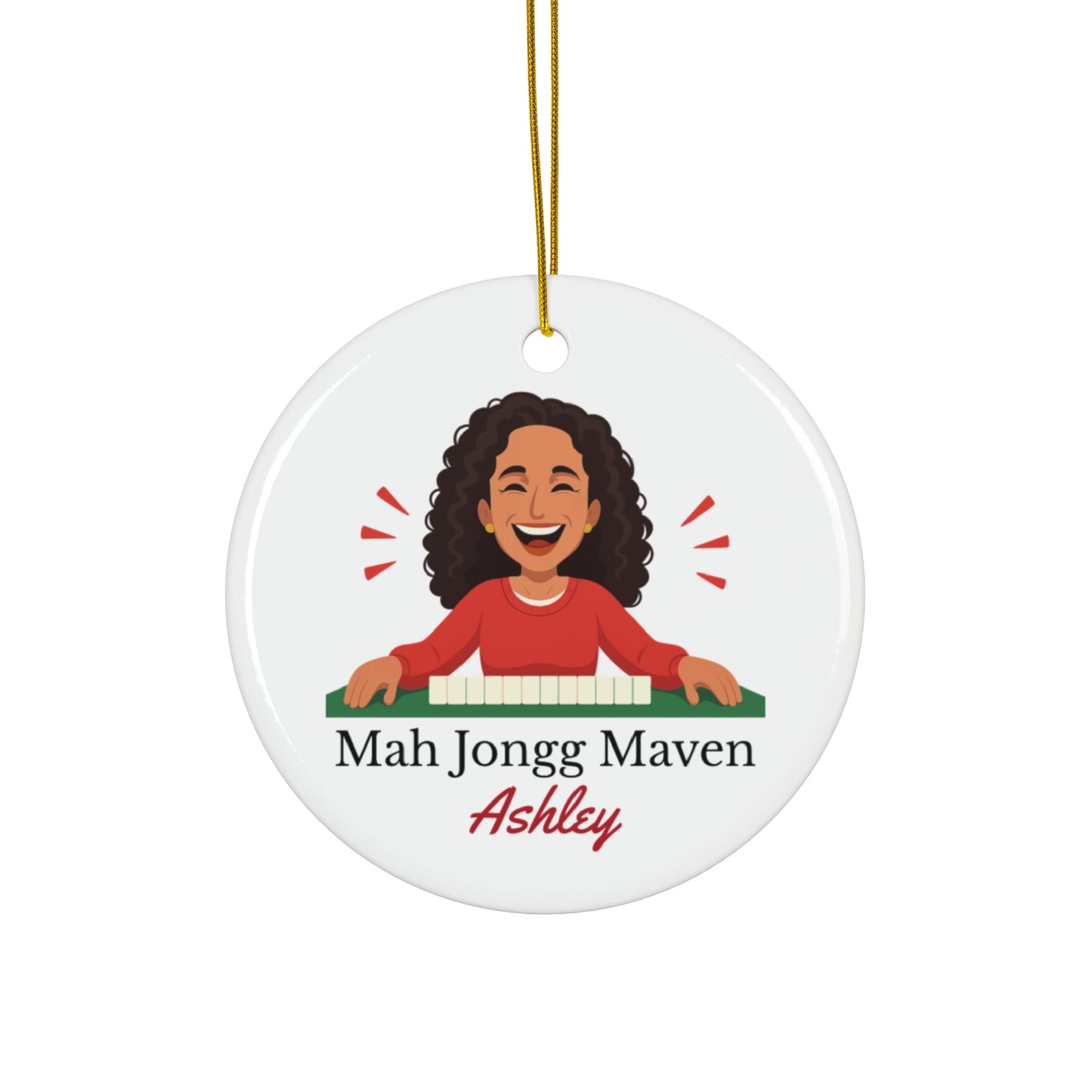 Mah Jongg Maven Ceramic Ornament — Personalized Avatar & Custom Name