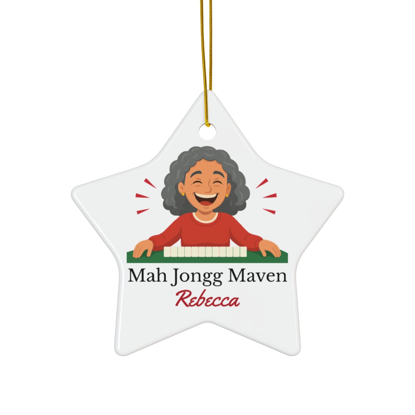 Mah Jongg Maven Ceramic Ornament — Personalized Avatar & Custom Name